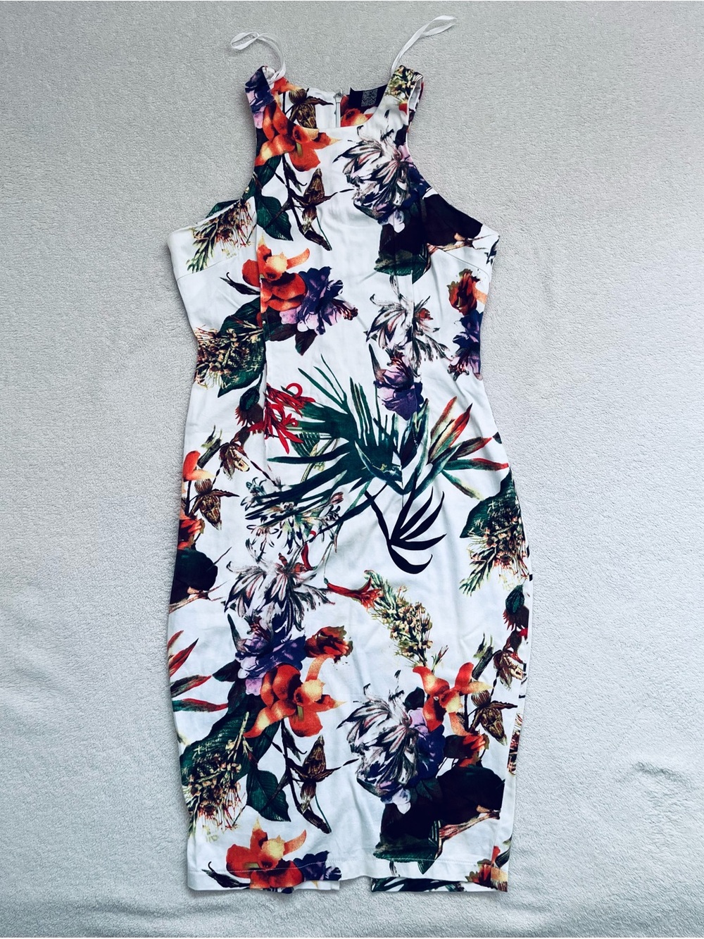 AX Paris Sleeveless Floral midi Dress, women’s Size 12 White/Tropical green.